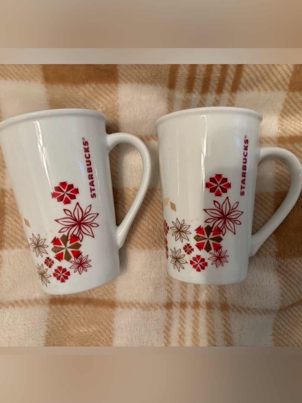 2013 2 Starbucks White Ceramic Holiday Mugs